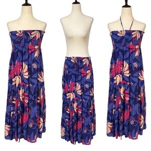 Anthropologie Abel The Label Santa Cruz Floral Strapless Midi Dress / Maxi Skirt